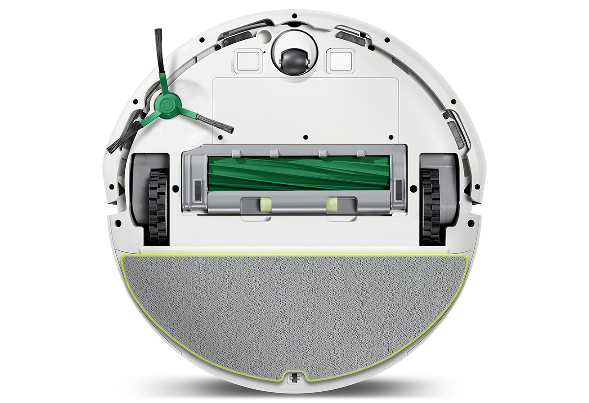 Φαίνεται η σκούπα να αποροφά σκόνη και βρωμίες από το πάτωμα.